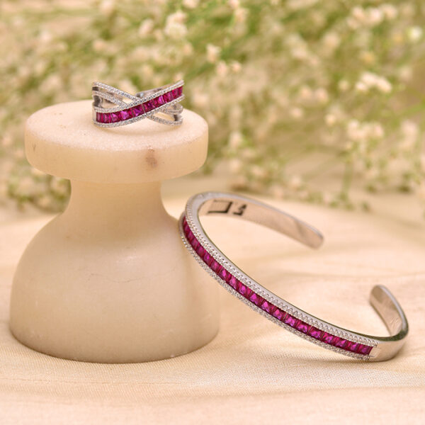 Elegant Bracelet Bangle Ring Set available in 3 Colours – Pars Silver